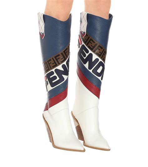 fendi checkered cowboy boots|Fendi leather boots.